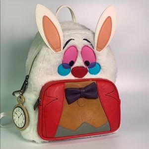 White Rabbit Loungefly furry mini backpack